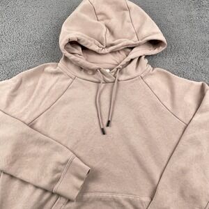 Nike Hoodie Womens Small Beige Club Fleece Pullover Sweatshirt All Over Print